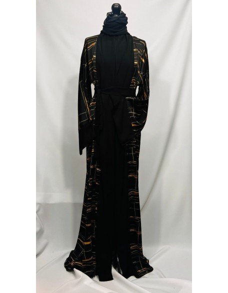 Best Black & Brown Satin Kimono