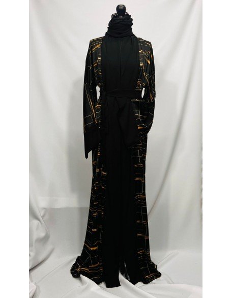 Best Black & Brown Satin Kimono