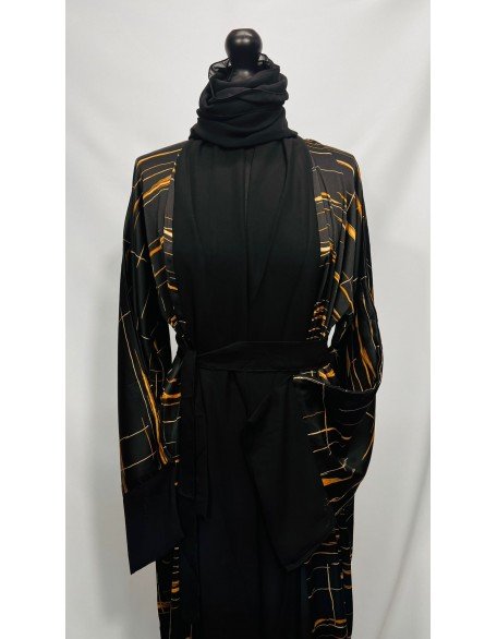 Best Black & Brown Satin Kimono