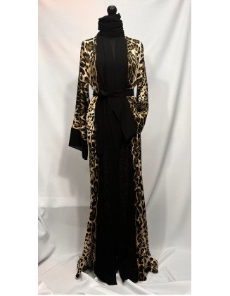 Black Leopard Print Design Kimono