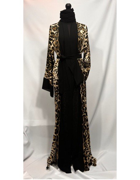 Black Leopard Print Design Kimono