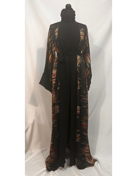 Black Multi Open Kimono 