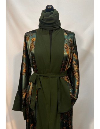 The Green Open Satin Kimono