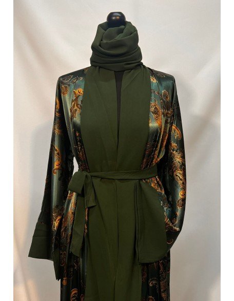 The Green Open Satin Kimono