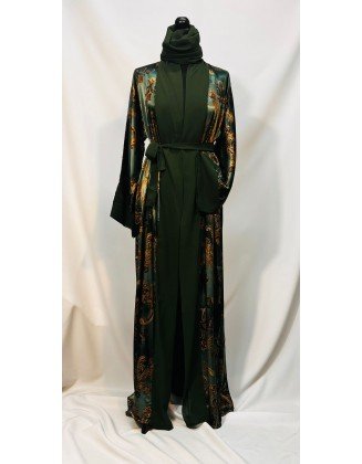 The Green Open Satin Kimono