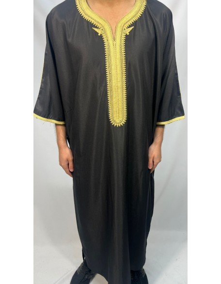 Black And Gold Moroccan Thobe