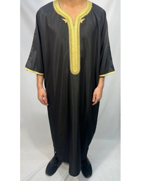 Black And Gold Moroccan Thobe