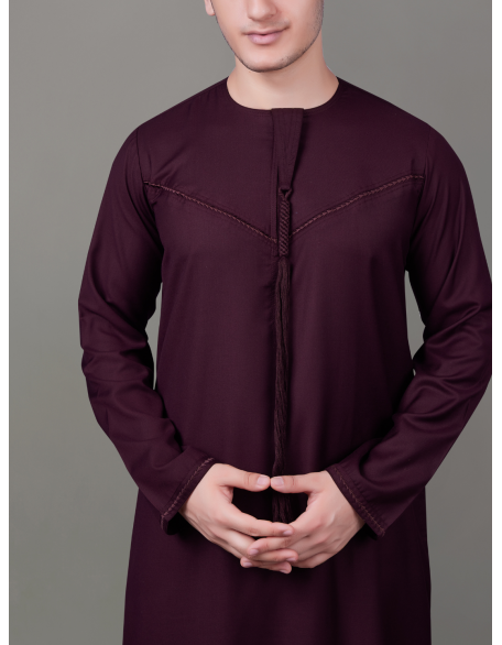 Maroon Emirati Embroidery Thobe