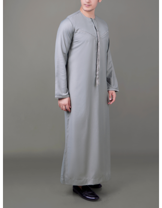 Steel Grey Emirati Embroidery Thobe