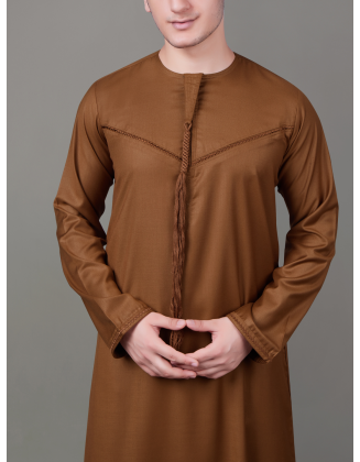 Mocha Emirati Embroidery Thobe