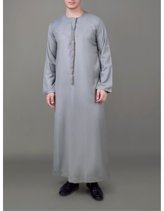 Steel Grey Emirati Embroidery Thobe